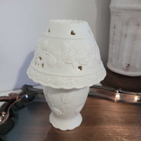 Vtg Bisque Porcelain Fairy Lamp Candle Holder - Picture 5 of 7